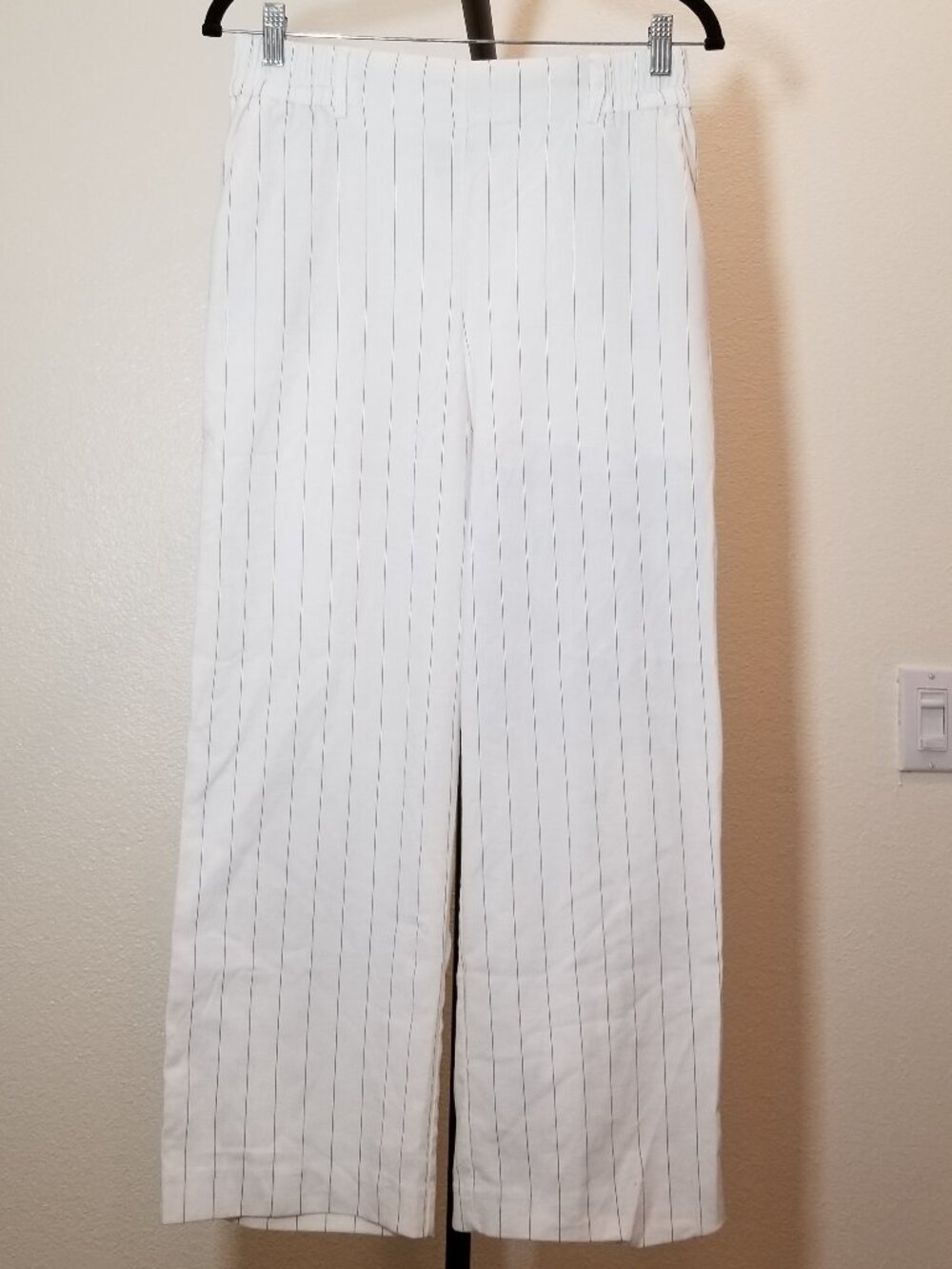 Rachel Zoe Womens Sz 6 White Navy Stripe Wide Leg Pants Retro‎ Vacation Cruise